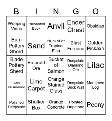 Minecraft Bingo Card