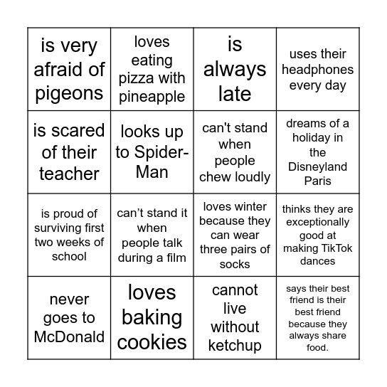 FIND SOMEONE WHO ... Bingo Card