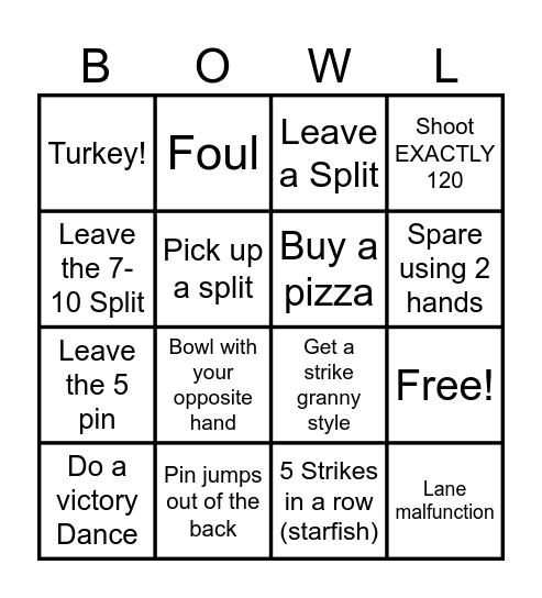 Bingo Bowl Bingo Card