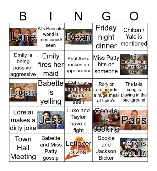 Gilmore Girls Bingo Card