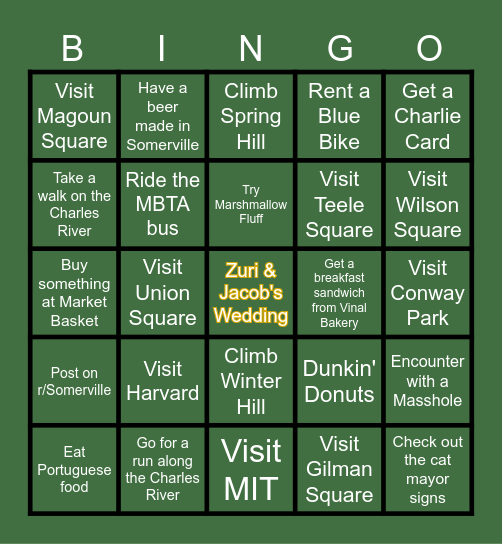 Somerville Bingo Card