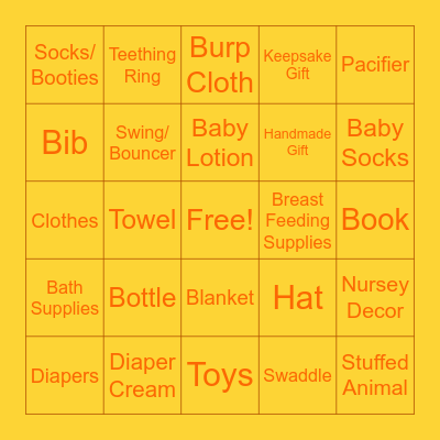 Baby Shower Bingo Card