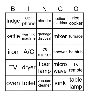 Home Items That Can Break Down Bingo Card