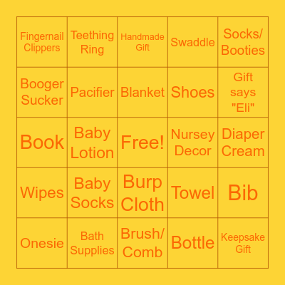 Baby Shower Bingo Card