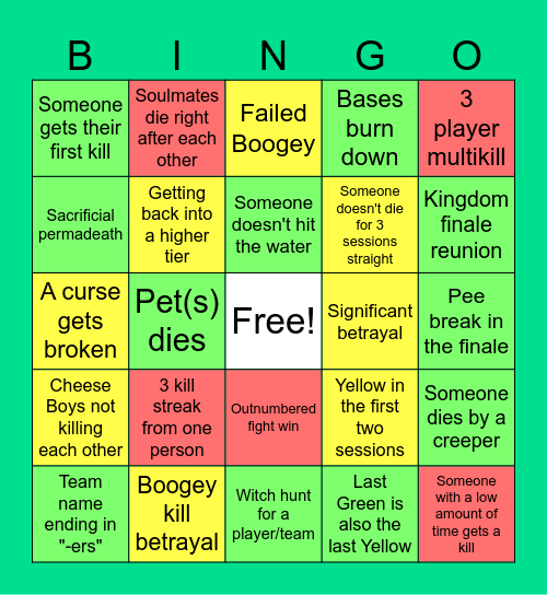 Jade Life Bingo Card