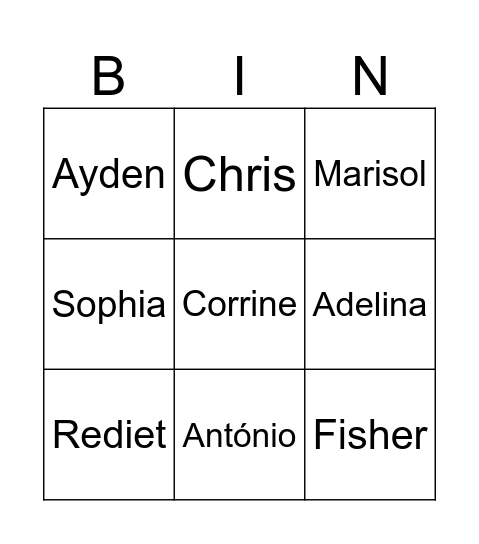 CLASSROOM BINGO Card