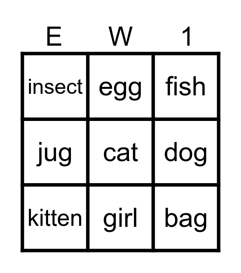Welcome Unit (a-l) Bingo Card