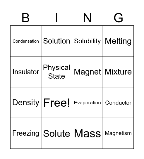 Matter Bingo Card