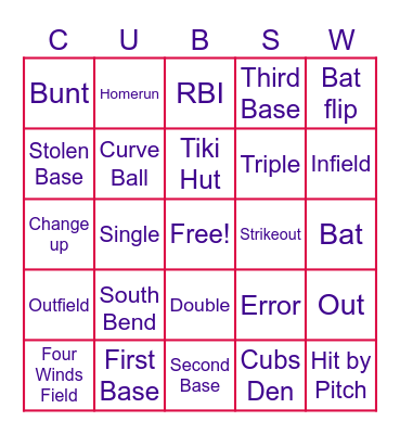 Cubs Friends 2023 Bingo Card