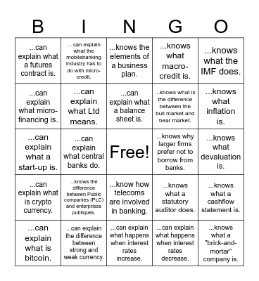 Money, money, money Bingo Card