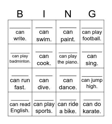 Can... Bingo Card