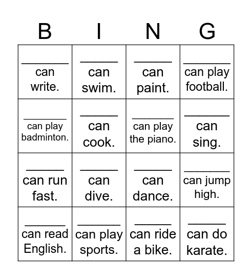 Can... Bingo Card