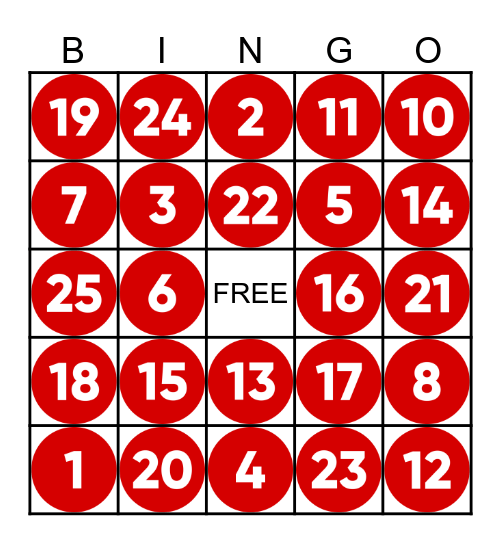 LOS NUMEROS Bingo Card