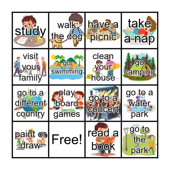 Summer holidays! Bingo Card
