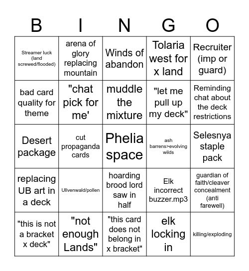 3/3 Elk Stream Bingo Card