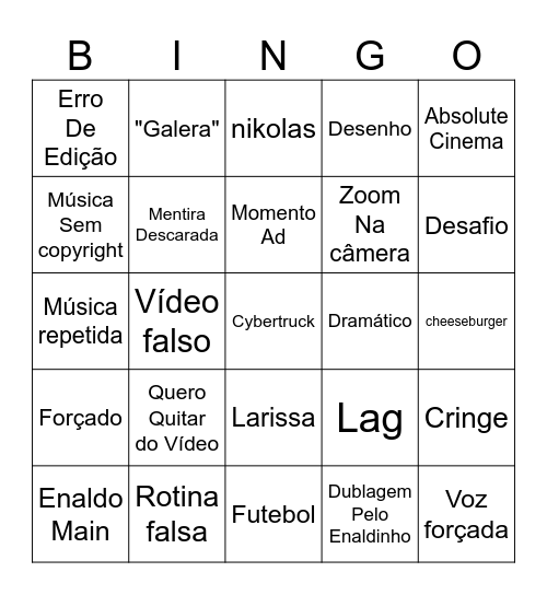 Enaldinho Bingo Card