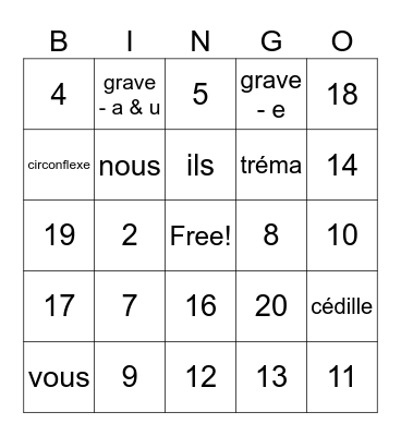 U0 Test Review Bingo Card