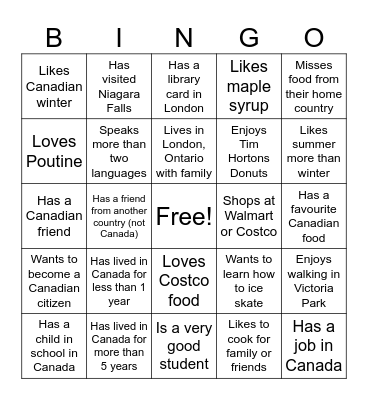 ESL - First Class - Teacher Douglas Bingo Card