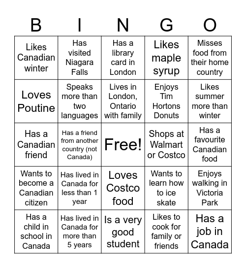 ESL - First Class - Teacher Douglas Bingo Card