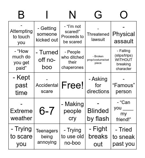 2025 haunt bingo Card