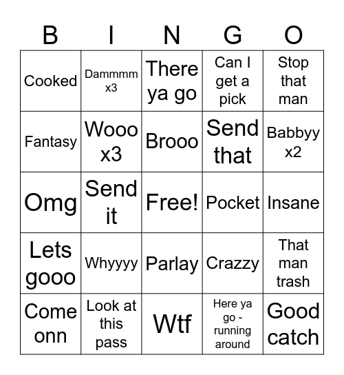 Football Bingo Card