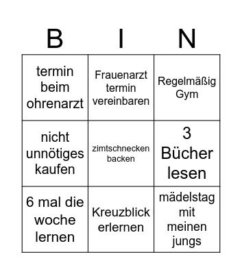 Goals for september Bingo Card