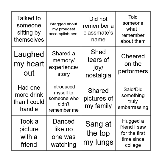 Party Bingo - You did it right if you crossed off all the boxes by the end of this evening Bingo Card