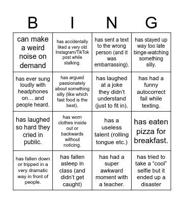 Find someone who ... Bingo Card