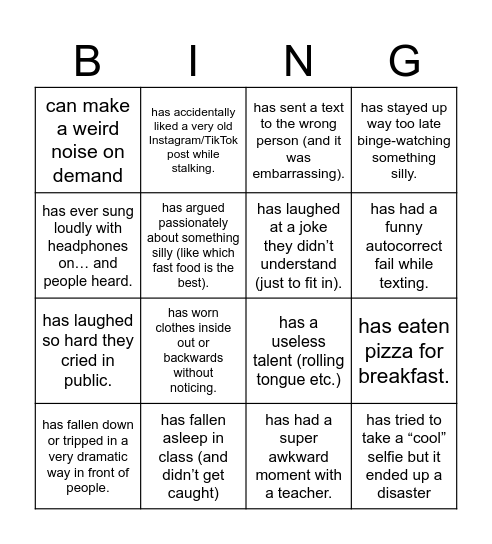 Find someone who ... Bingo Card