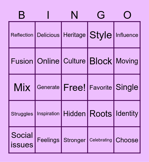 Shakira's Interview Bingo Card