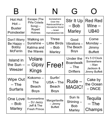 Island Vibes Bingo Card