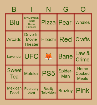 All About The Parents Bingo Card