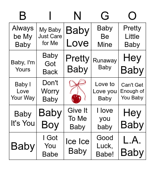 Music Bingo Round 2: Baby Bingo Card