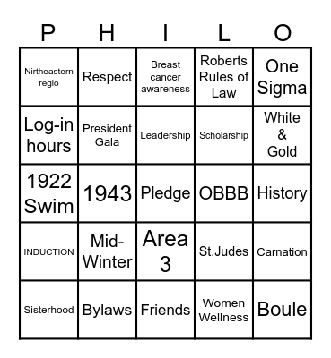 ALPHA MU SIGMA Bingo Card