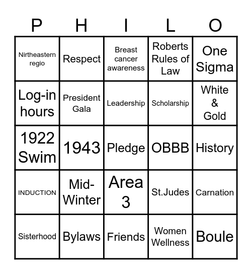 ALPHA MU SIGMA Bingo Card