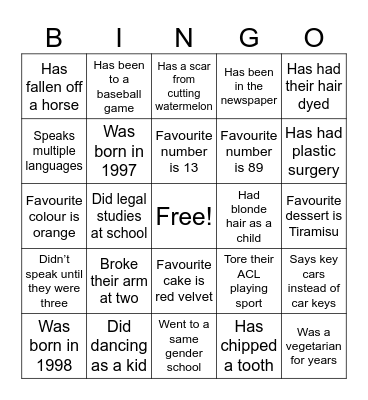 Birthday Bingo Card