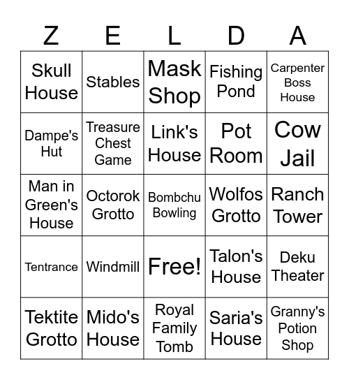 Entrance Bingo Card