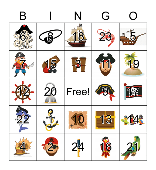 Pirate Bingo Card