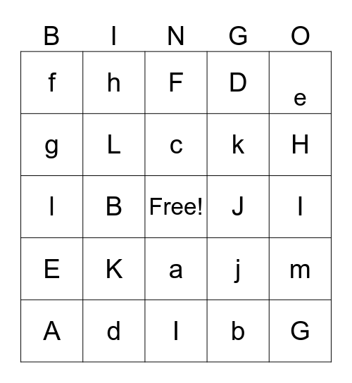 ALPHABET BINGO Card
