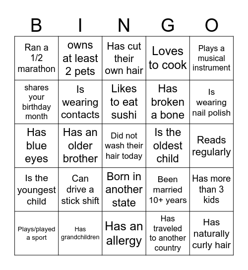 Relief Society Sister Bingo Card