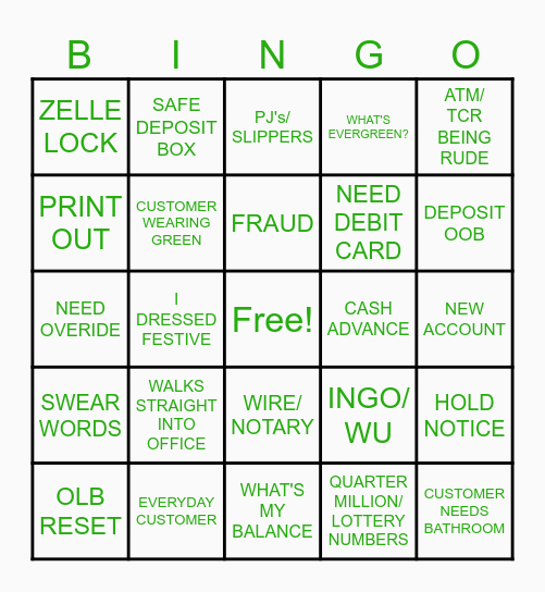 EVERGREEN 2025 Bingo Card