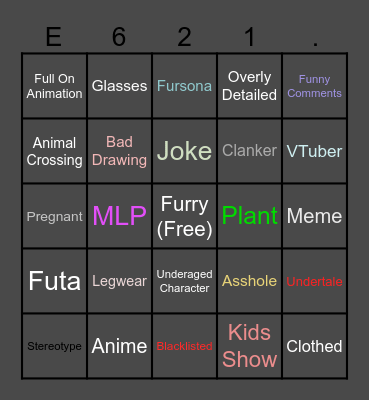 E621 the third Bingo Card