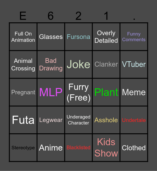E621 the third Bingo Card
