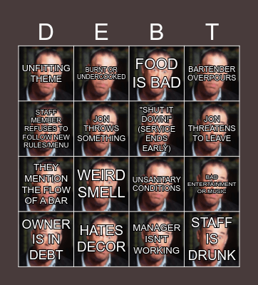 BAR RESCUE Bingo Card