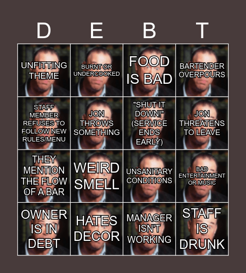 BAR RESCUE Bingo Card