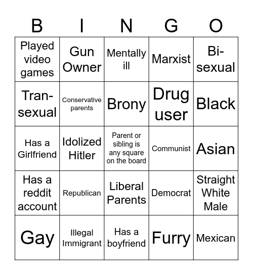 The suspect has/is... Bingo Card