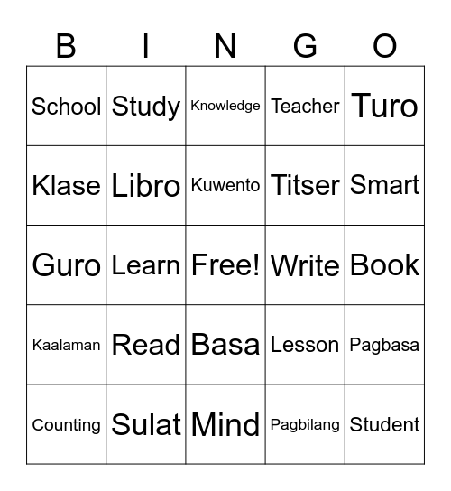 ARAL Program Bingo Card