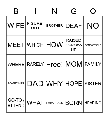 Guest Speaker Bingo Card