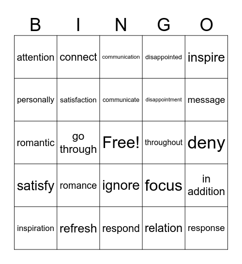 Good Bingo Card