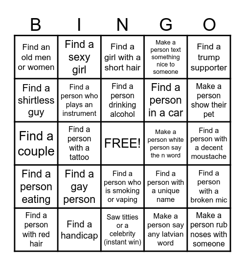 Omegle Bingo Card